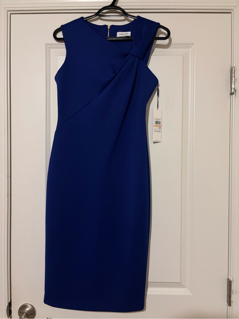 Calvin Klein Sleeveless Cobalt Blue Midi Sheath Dress